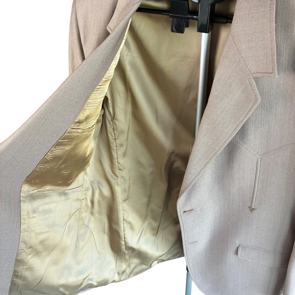 Circle S Ranch Western Blazer 44L Tan USA Gold Needle Cowboy Jacket Vintage
